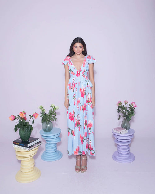 rose ruffle dress