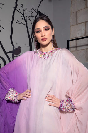 haifa abaya with neck embroidery