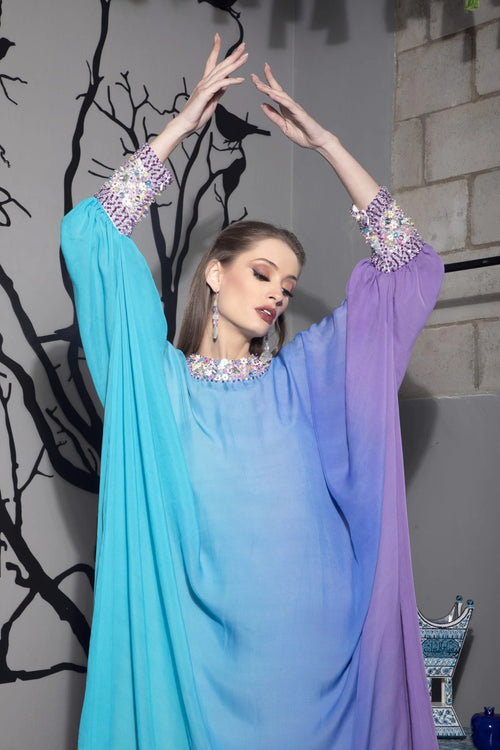 haifa abaya with neck embroidery