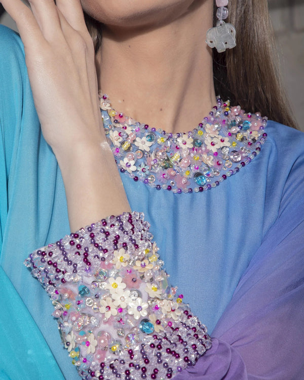 haifa abaya with neck embroidery