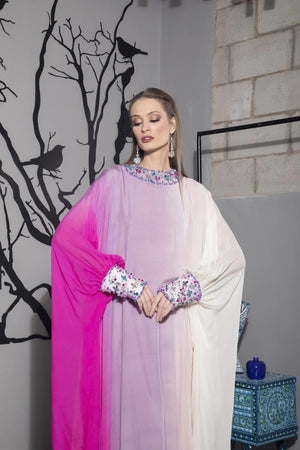 haifa abaya with neck embroidery