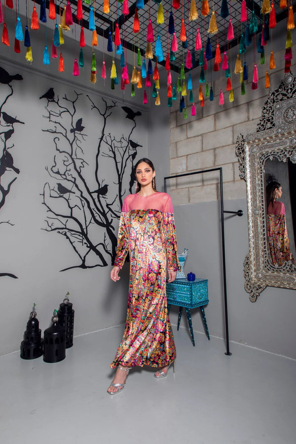 Tulle Velvet Silk Kaftan