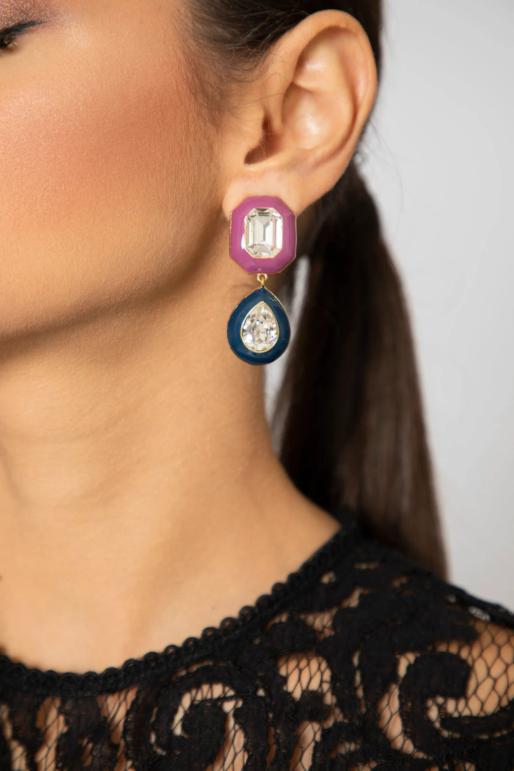 Gemstone Duo Drop Earrings