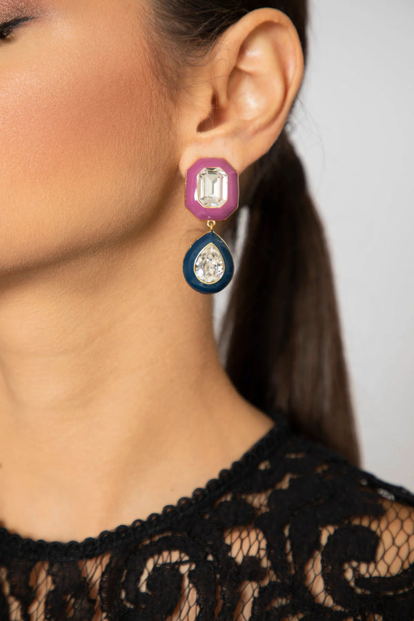 Gemstone Duo Drop Earrings