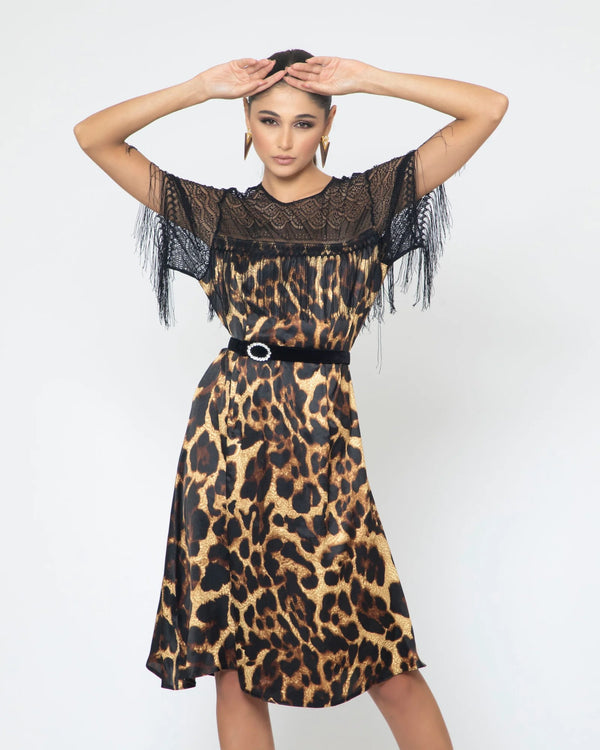 dentelle leopard dress