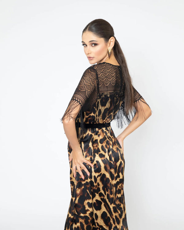 dentelle leopard dress