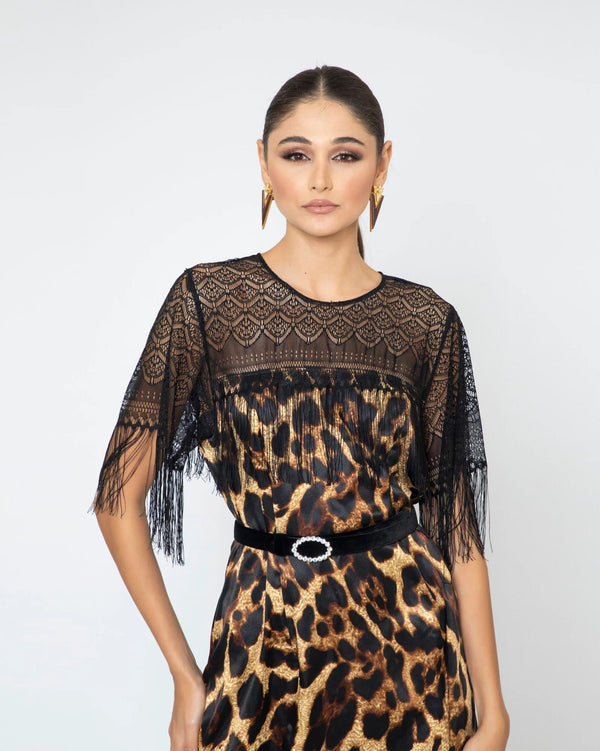 dentelle leopard dress
