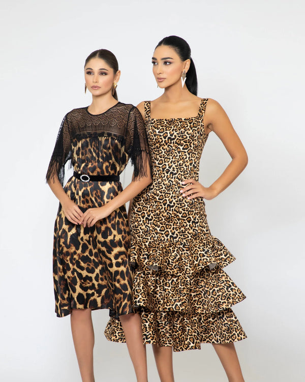 dentelle leopard dress