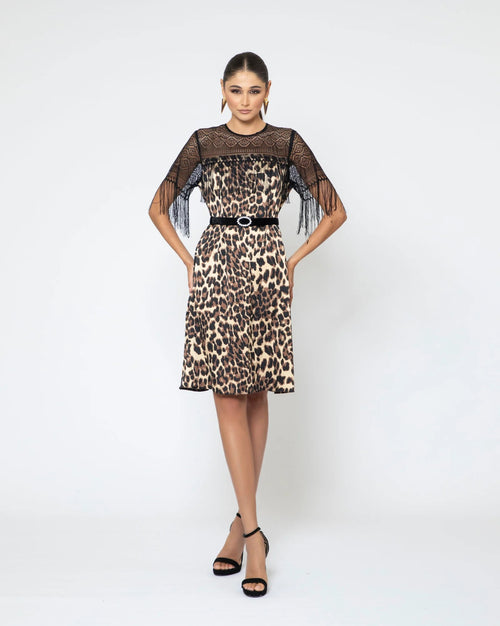 dentelle leopard dress