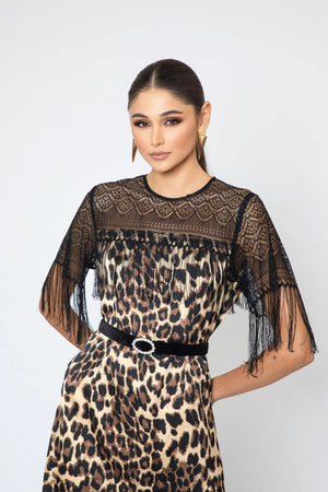 dentelle leopard dress