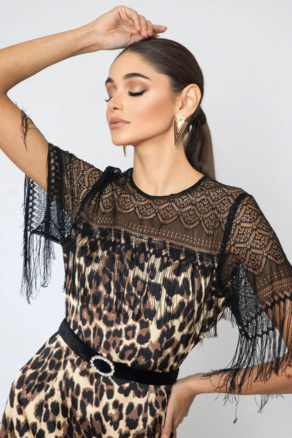 dentelle leopard dress