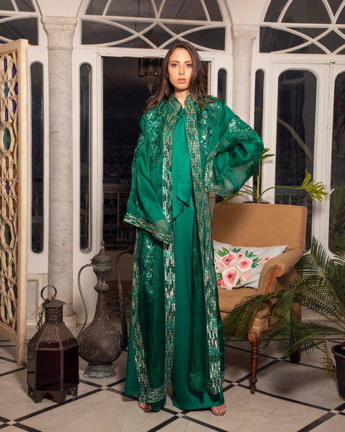Green Embroidered Kaftan