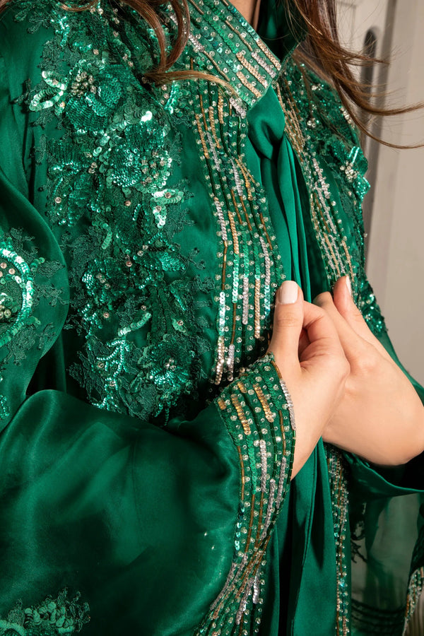 Green Embroidered Kaftan