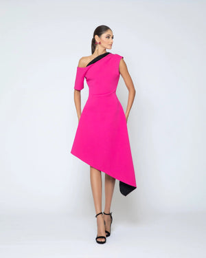 Asymmetric Fuchsia Dress