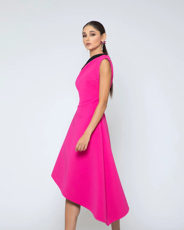 Asymmetric Fuchsia Dress