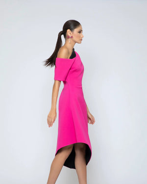 Asymmetric Fuchsia Dress