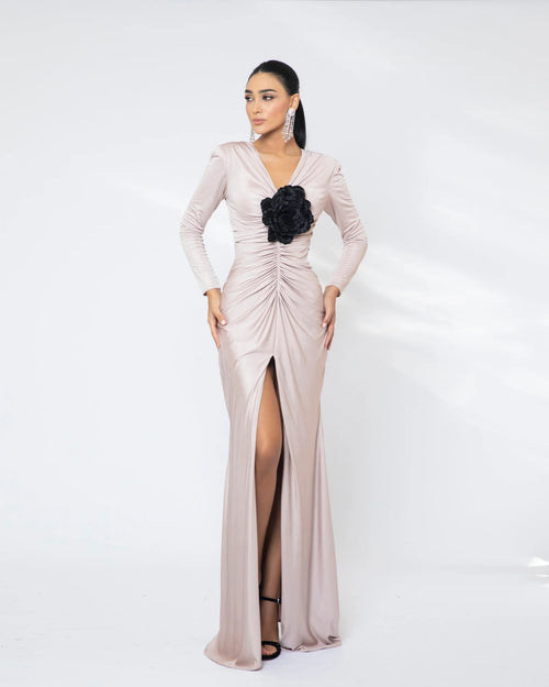 draped rose gown