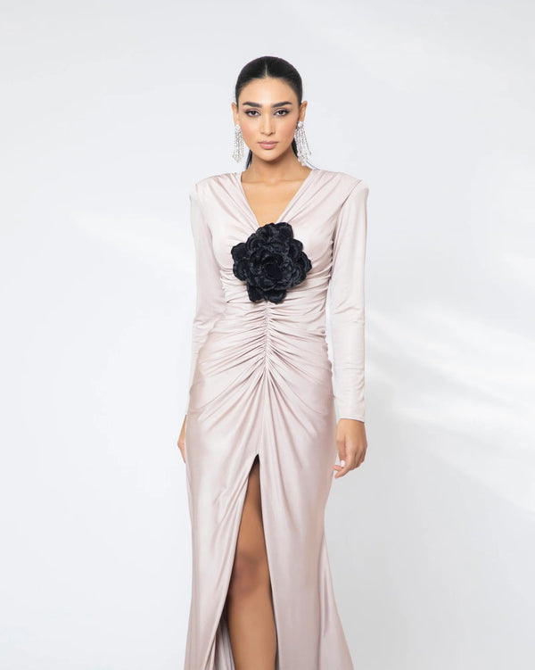 draped rose gown