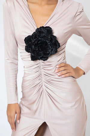 draped rose gown