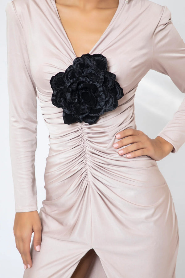 draped rose gown