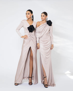 draped rose gown