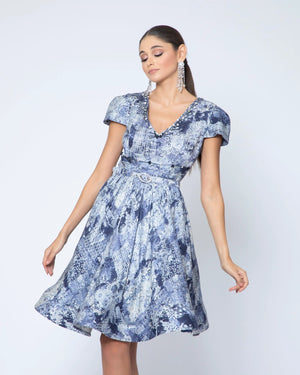 denim like puff dress