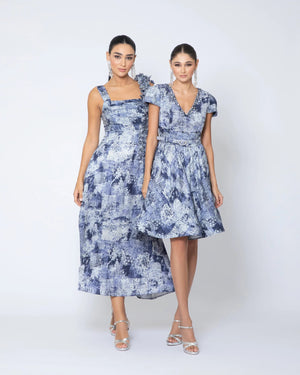 denim like puff dress