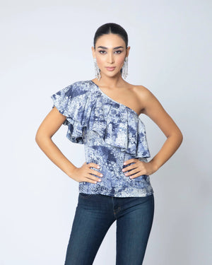 asymmetrical denim like top