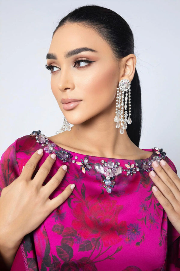 Embellished Neckline Kaftan