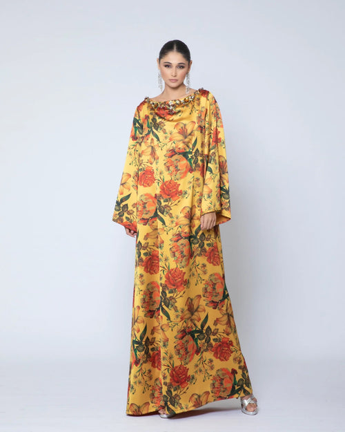 Embellished Neckline Kaftan