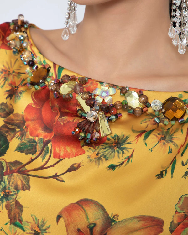 Embellished Neckline Kaftan