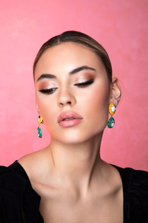 gemstone duo drop earrings