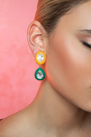 gemstone duo drop earrings