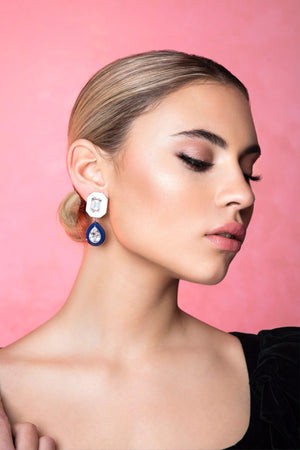 gemstone duo drop earrings
