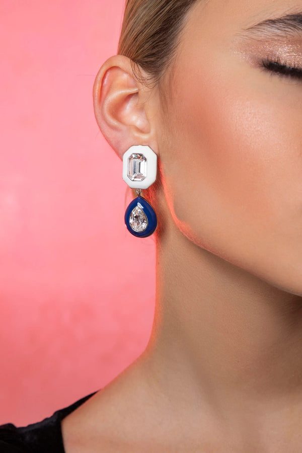 gemstone duo drop earrings