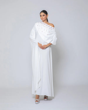 Asymmetric Crystal-Draped Gown