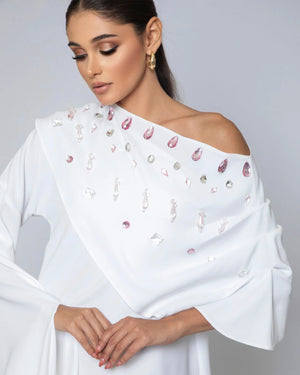 Asymmetric Crystal-Draped Gown
