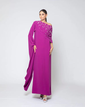 Asymmetric Crystal-Draped Gown