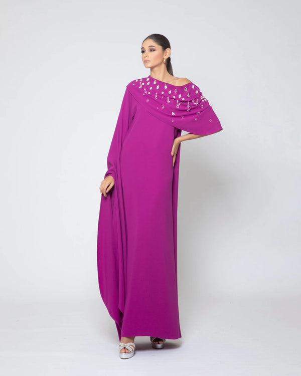 Asymmetric Crystal-Draped Gown