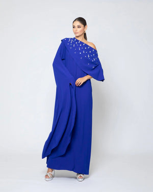 Asymmetric Crystal-Draped Gown