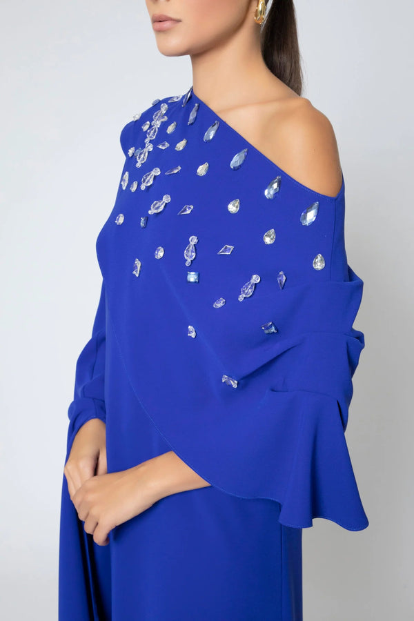 Asymmetric Crystal-Draped Gown