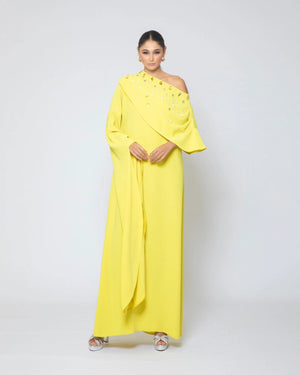 Asymmetric Crystal-Draped Gown