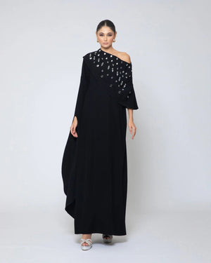 Asymmetric Crystal-Draped Gown