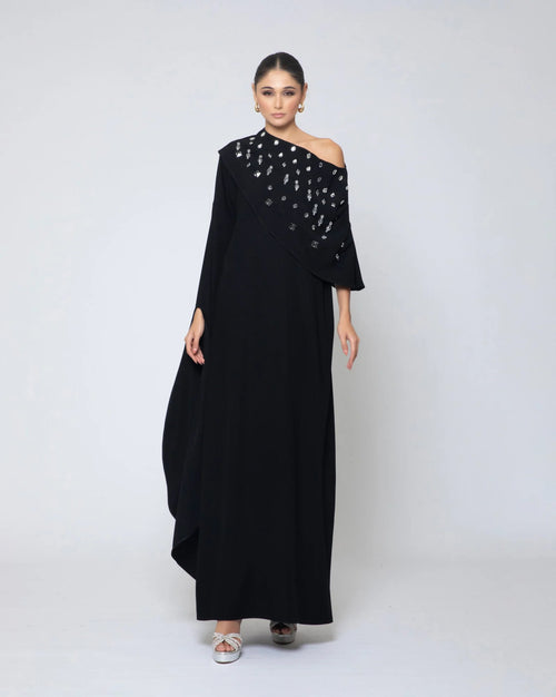 Asymmetric Crystal-Draped Gown
