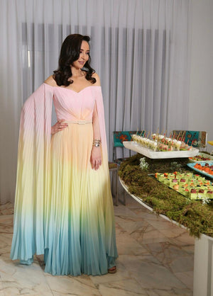 Pastel Ombré Pleated Gown