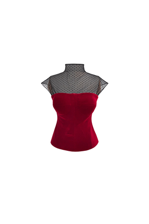 Red Velvet Mesh Top
