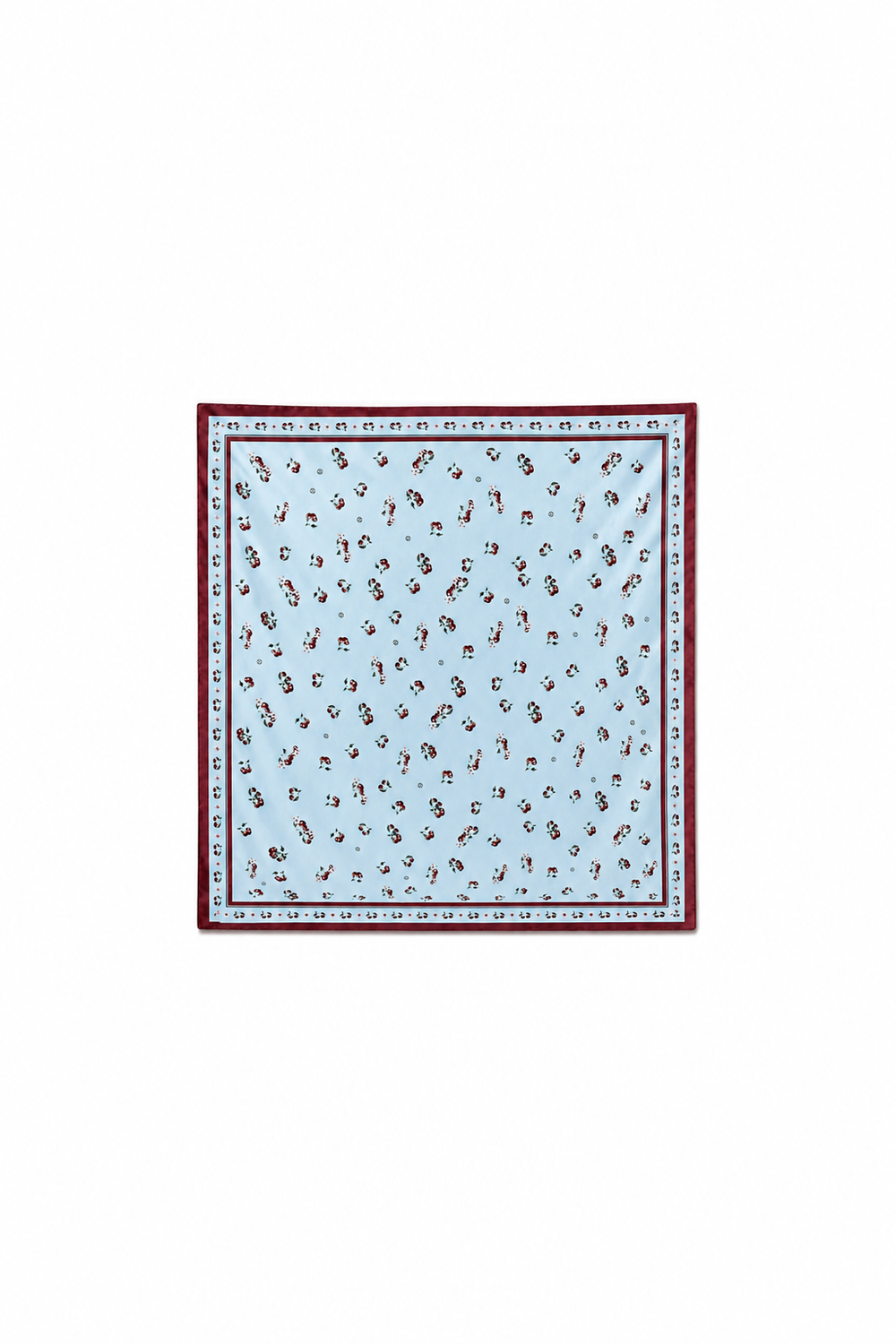 Silk Satin Cherry blue Scarf 142 × 142