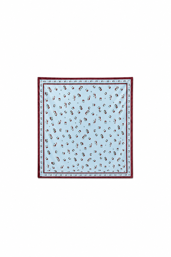 Silk Satin Cherry blue Scarf 142 × 142