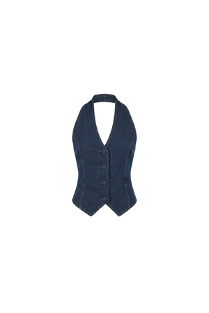 DENIM HALTER-NECK VEST