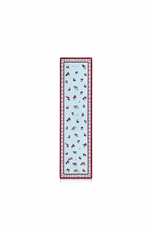 Silk cotton Cherry blue Scarf 164 × 44
